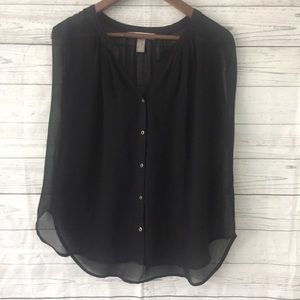 F21 sleeveless top button down size M black